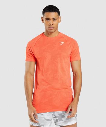 T Shirts Męskie Gymshark Geo Seamless Pomarańczowe Pomarańczowe | PL 3893FDN